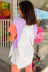 Beige Colorblock Patchwork V Neck Exposed Seam High Low T Shirt